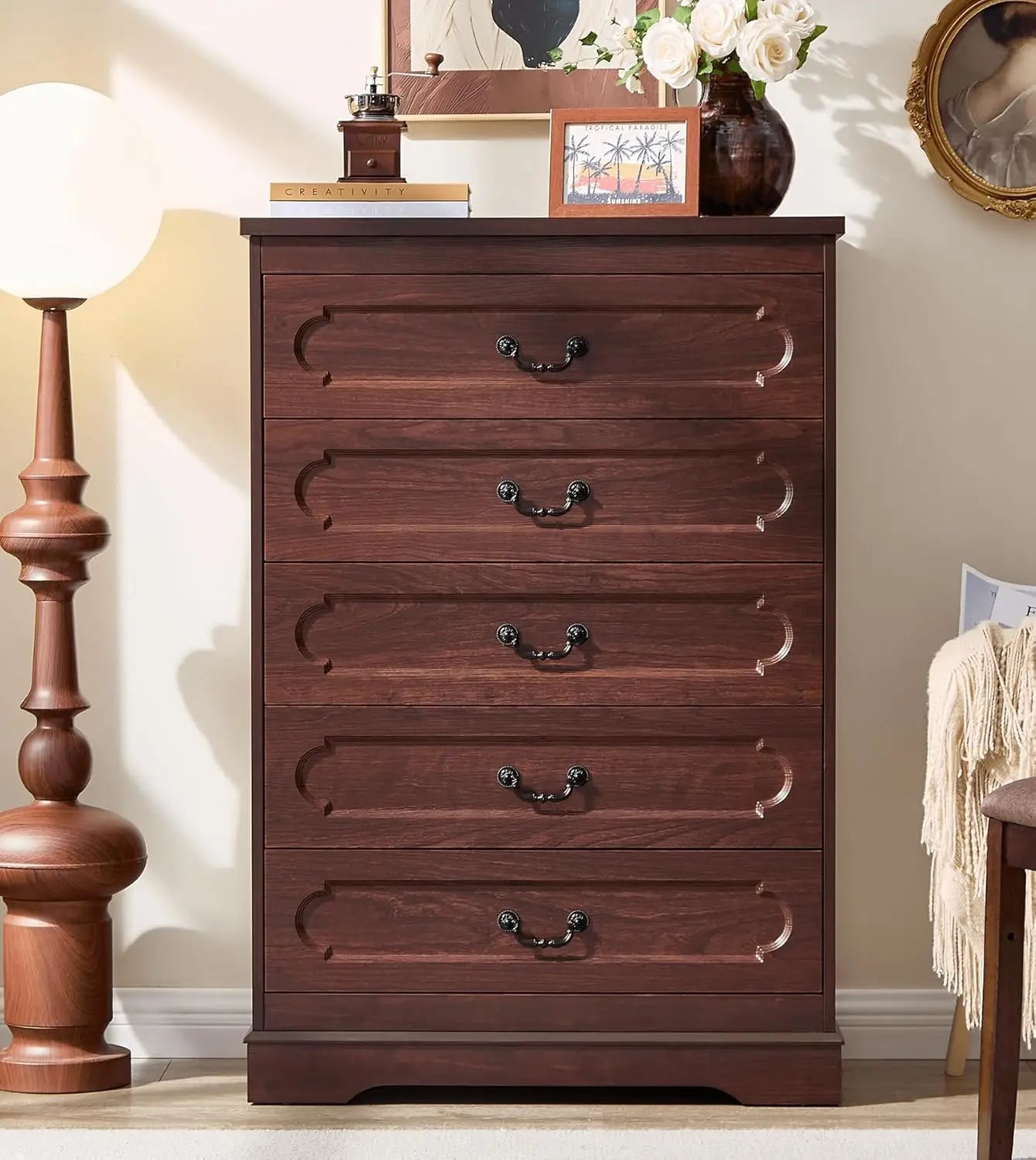 Cherry Wood Chest  with  6 wide drawers