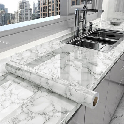 80cm Width Vinyl Wallpaper Marble Waterproof  Self-Adhesive