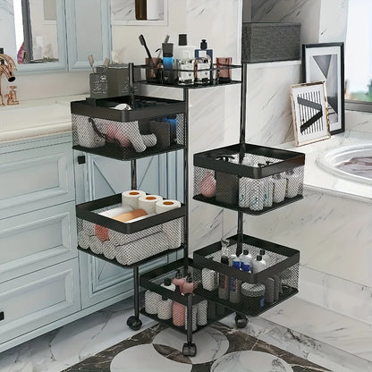 Rotating 5-Tier Metal  Storage Trolley on Wheels