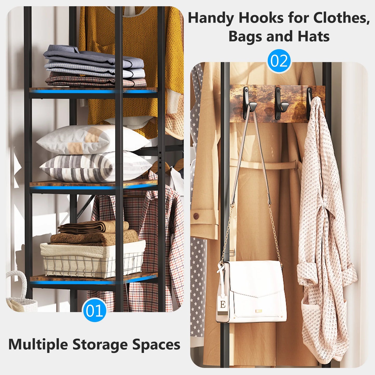 L Shaped Clothes Rack & Corner Rack With Shelves