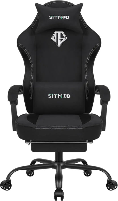 Gaming Chair, With Lumbar Support & Footrest