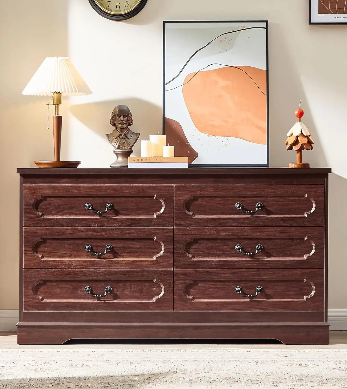 Cherry Wood Chest  with  6 wide drawers