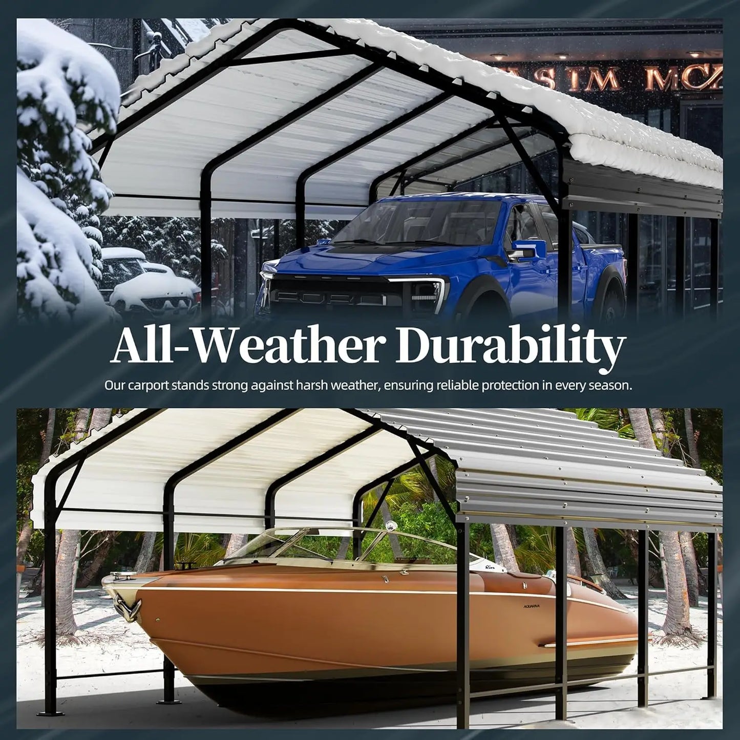 Heavy Duty Metal Carport  with Galvanized Steel Roof